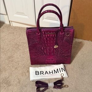 Brahmin Magenta Crocodile Embossed Tote
